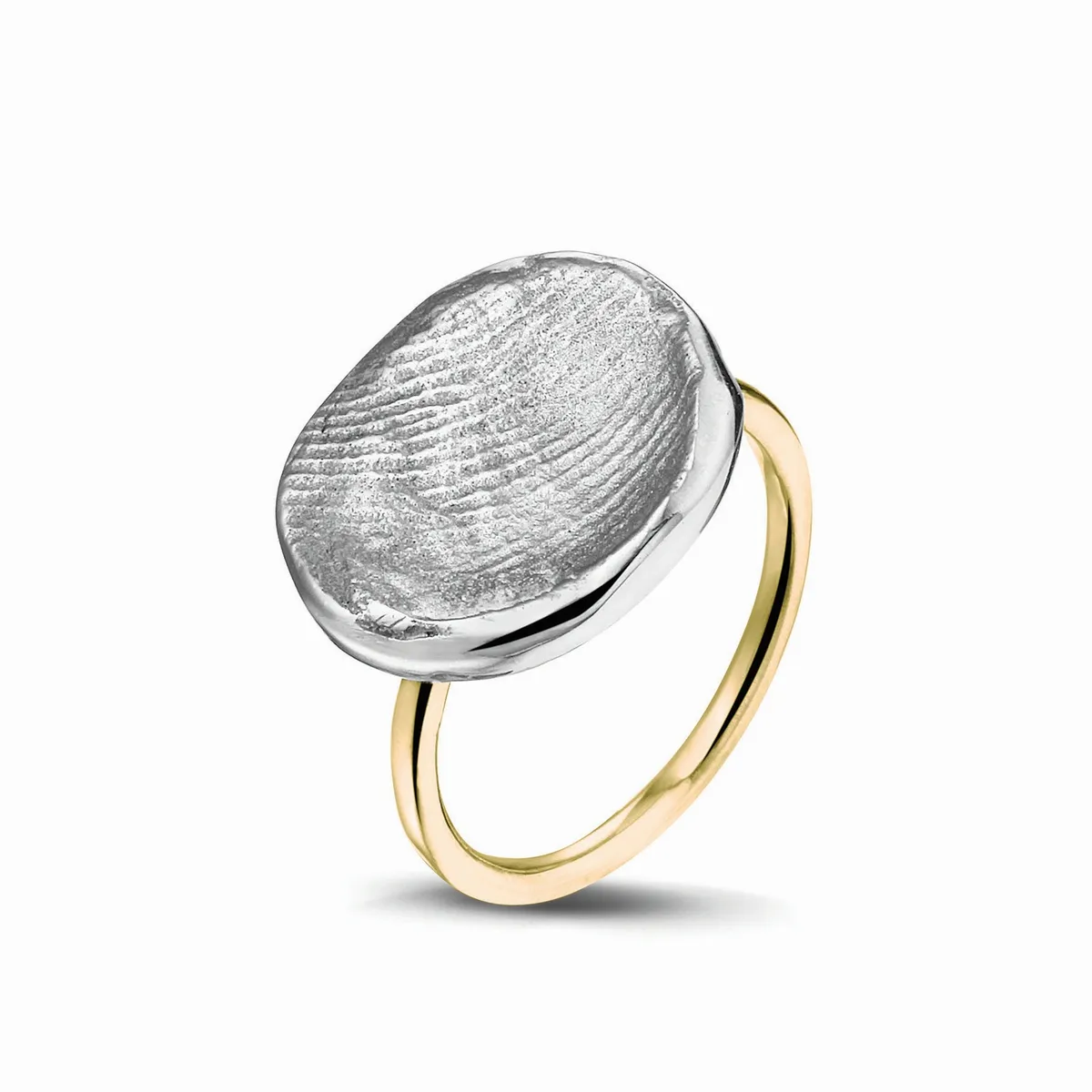 407 SG - Ring med fingeraftryk, sølv og guld