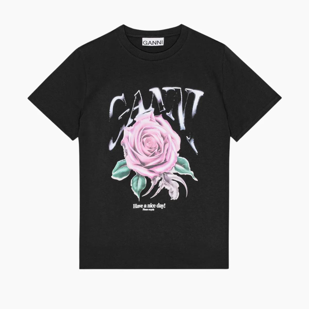 Basic Jersey Rose Relaxed T-Shirt T4002 - Phantom - GANNI - Sort XS