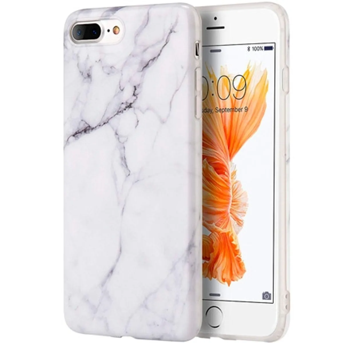 BasicPlus iPhone 8+ Cover - Hvid Marmor