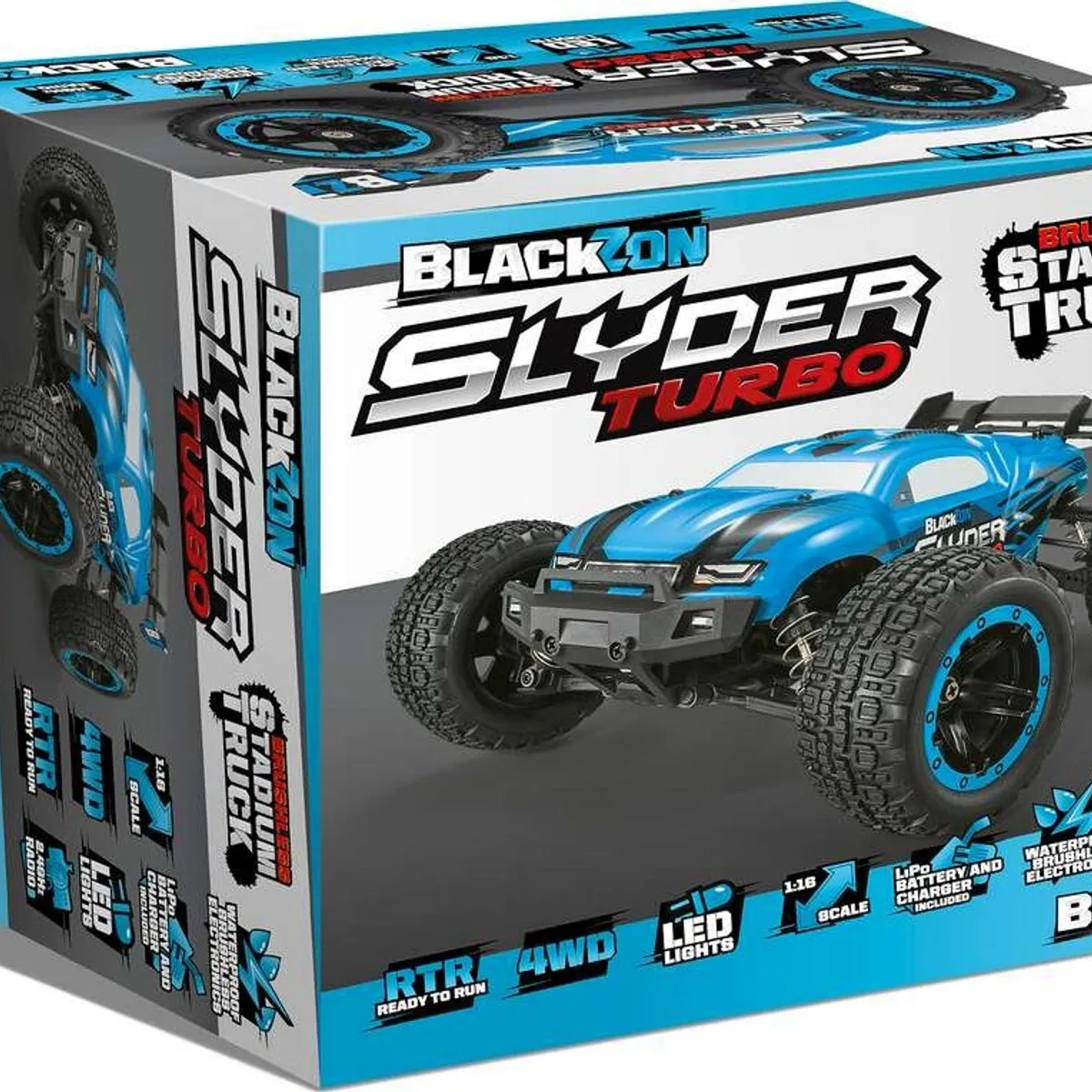 Blackzon - Slyder Turbo Stadium Truck Brushless - Fjernstyret - 1:16 - Blå