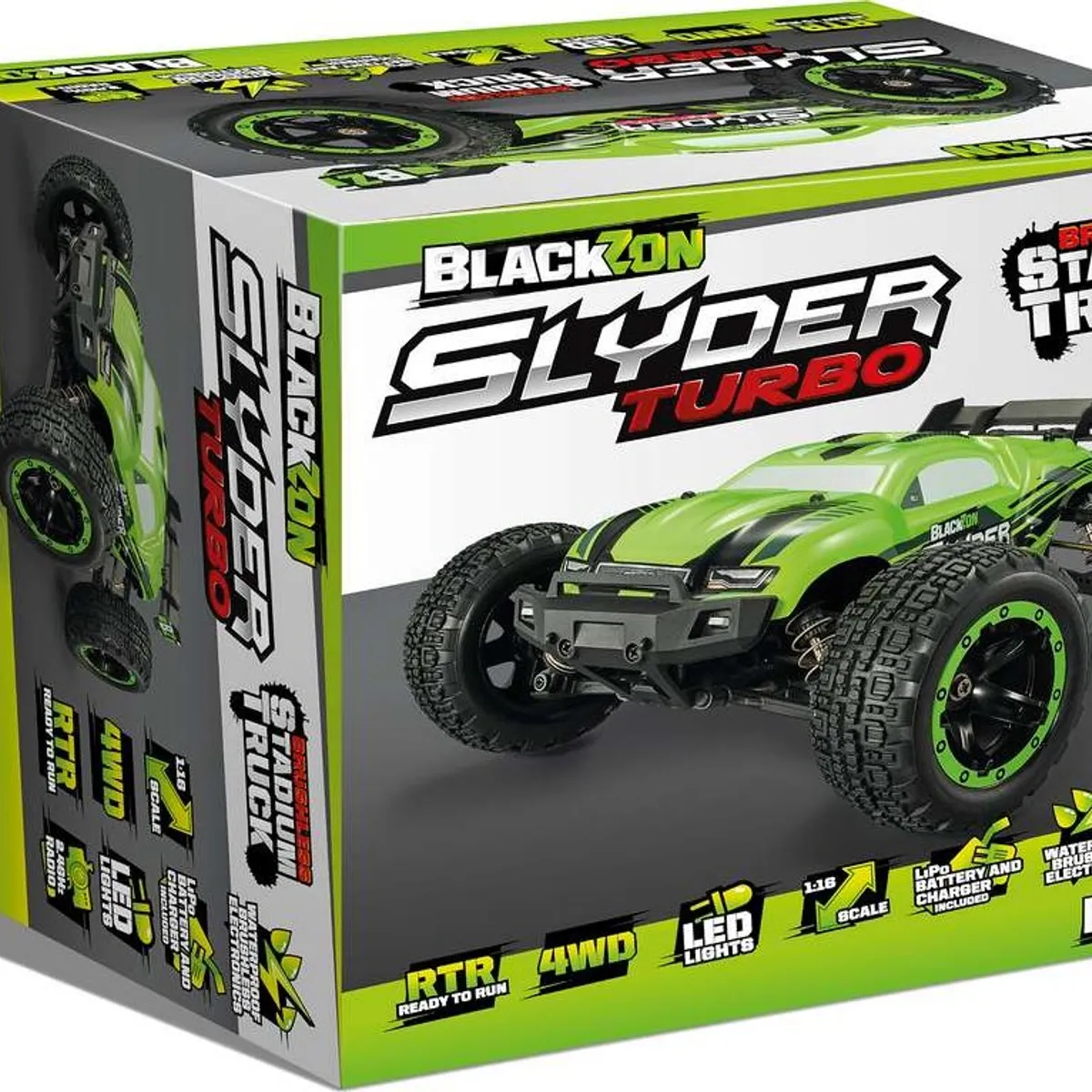 Blackzon - Slyder Turbo Stadium Truck Brushless - Fjernstyret - 1:16 - Grøn