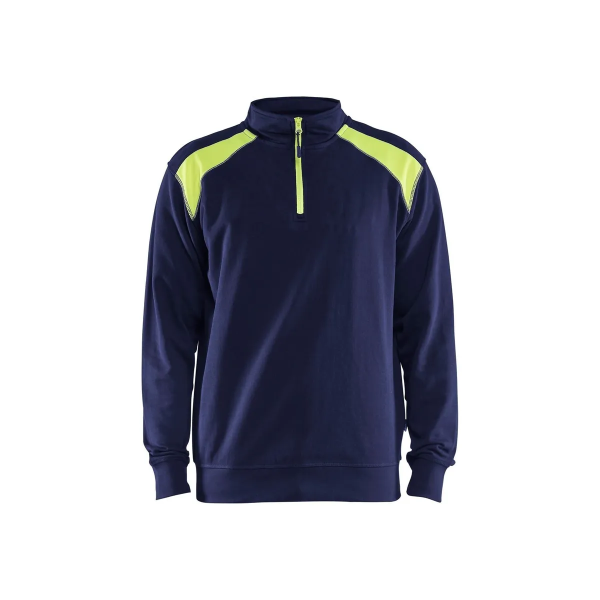 BLÅKLÄDER 3353 Sweatshirt half zip - Marineblå/High Vis Gul Herre