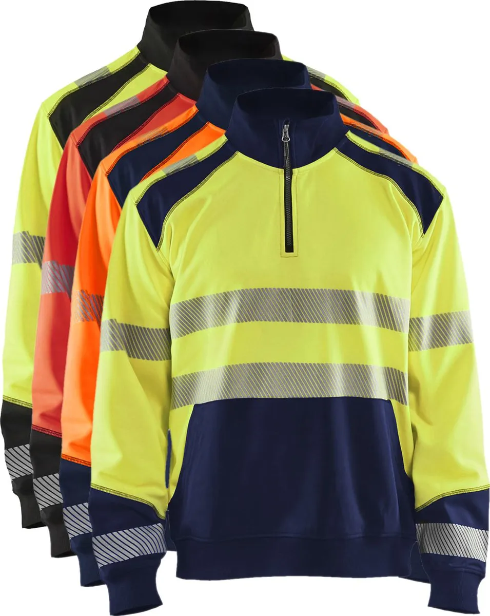 Blåkläder 3556 High Vis Sweatshirt half zip / High Vis Sweatshirt half zip - 3XL - High Vis Gul/Sort