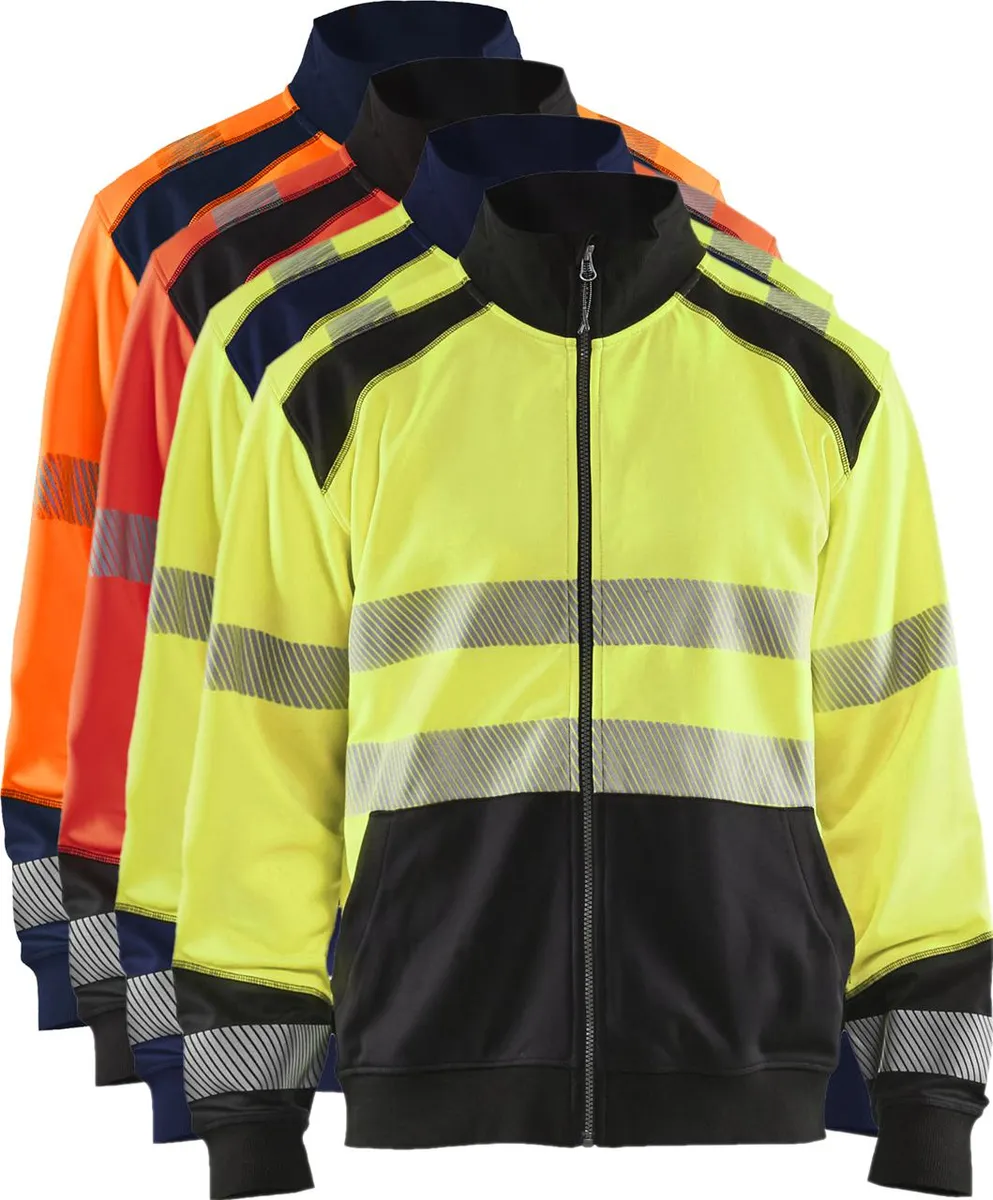 Blåkläder 3558 High Vis Sweatshirt full zip / High Vis Sweatshirt full zip - 2XL - High Vis Rød/Sort