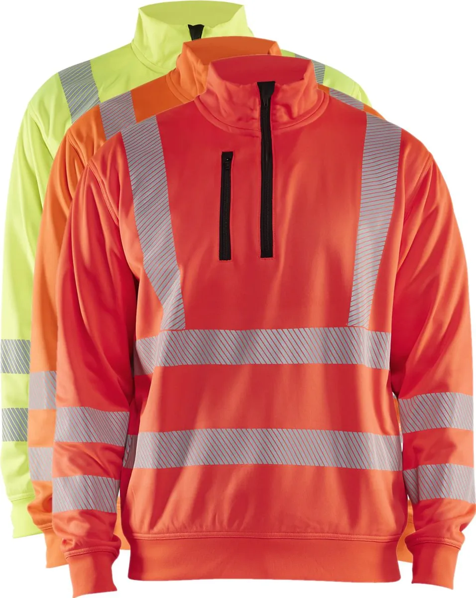 Blåkläder 3564 High vis Sweatshirt Half zip / High vis Sweatshirt Half zip - 2XL - High Vis Rød