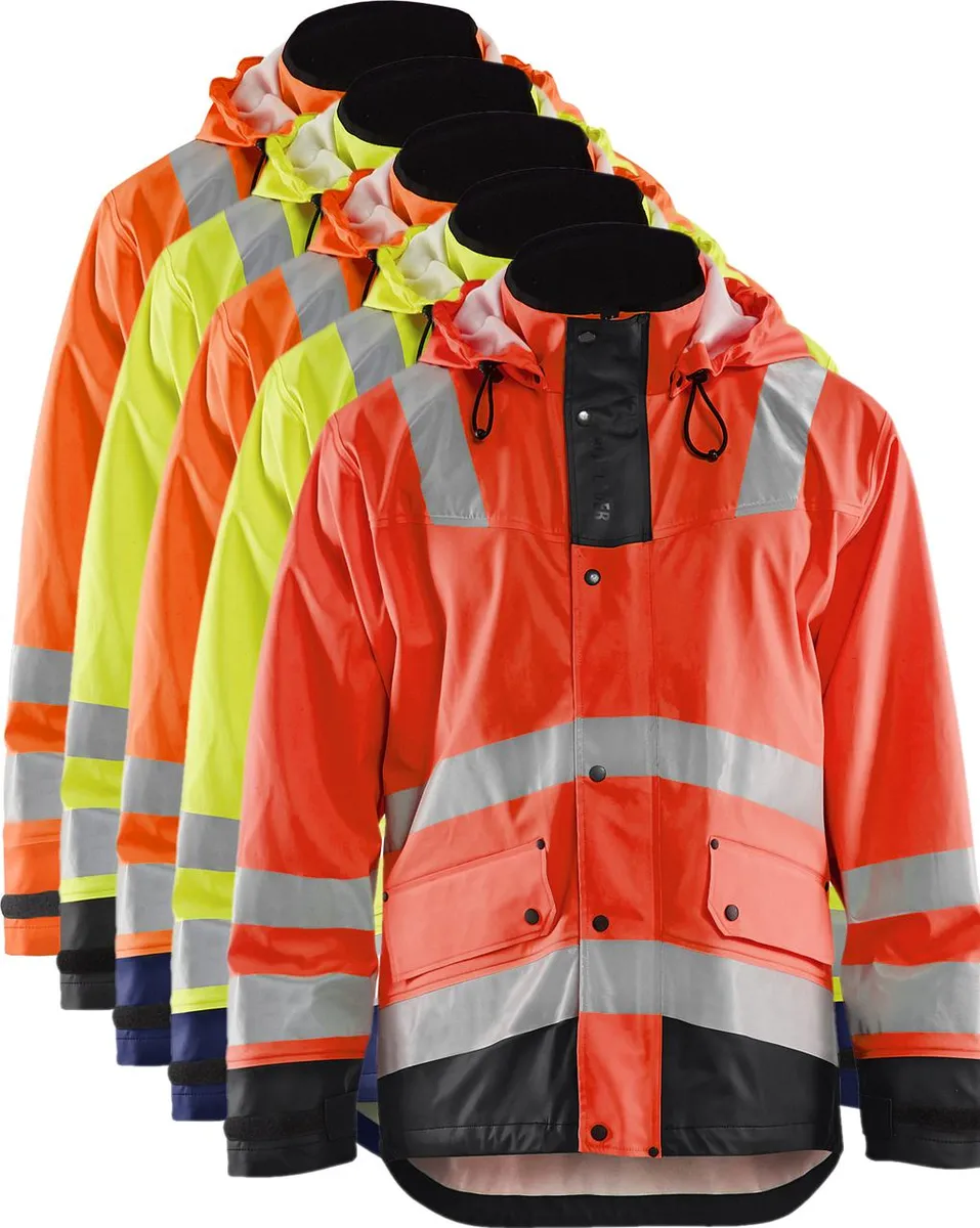 Blåkläder 4302 High Vis Regnjakke LEVEL 2 / High Vis Regnjakke LEVEL 2 - 2XL - High Vis Orange/Marineblå