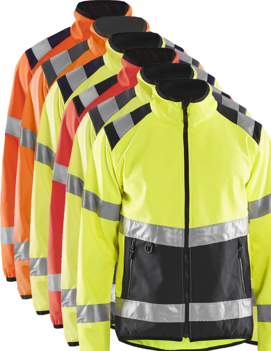 Blåkläder 4877 High Vis Light Softshell Jakke / High Vis Light Softshell Arbejdsjakke - XL - High Vis Gul/Sort