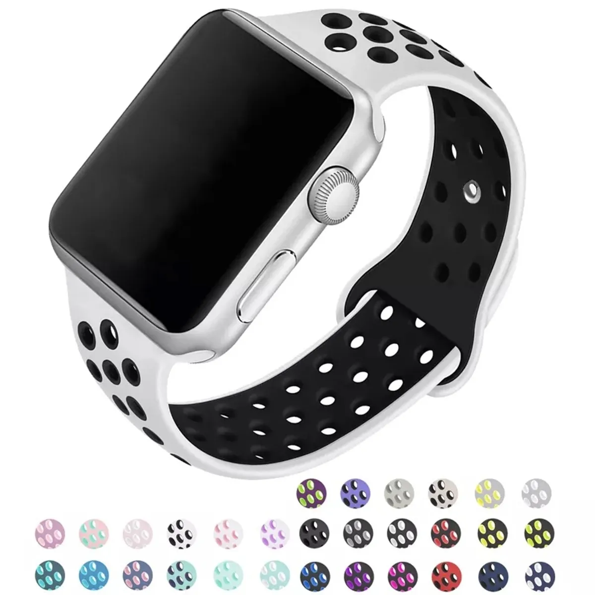 CarloA Apple Watch White Silicone Strap 42/44 mm