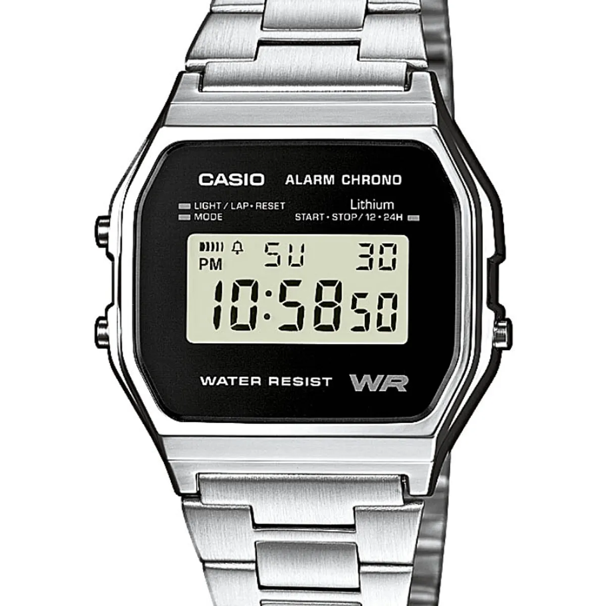 CASIO CLASSIC/RETRO - BASIC (593) digital armbåndsur med stållænke