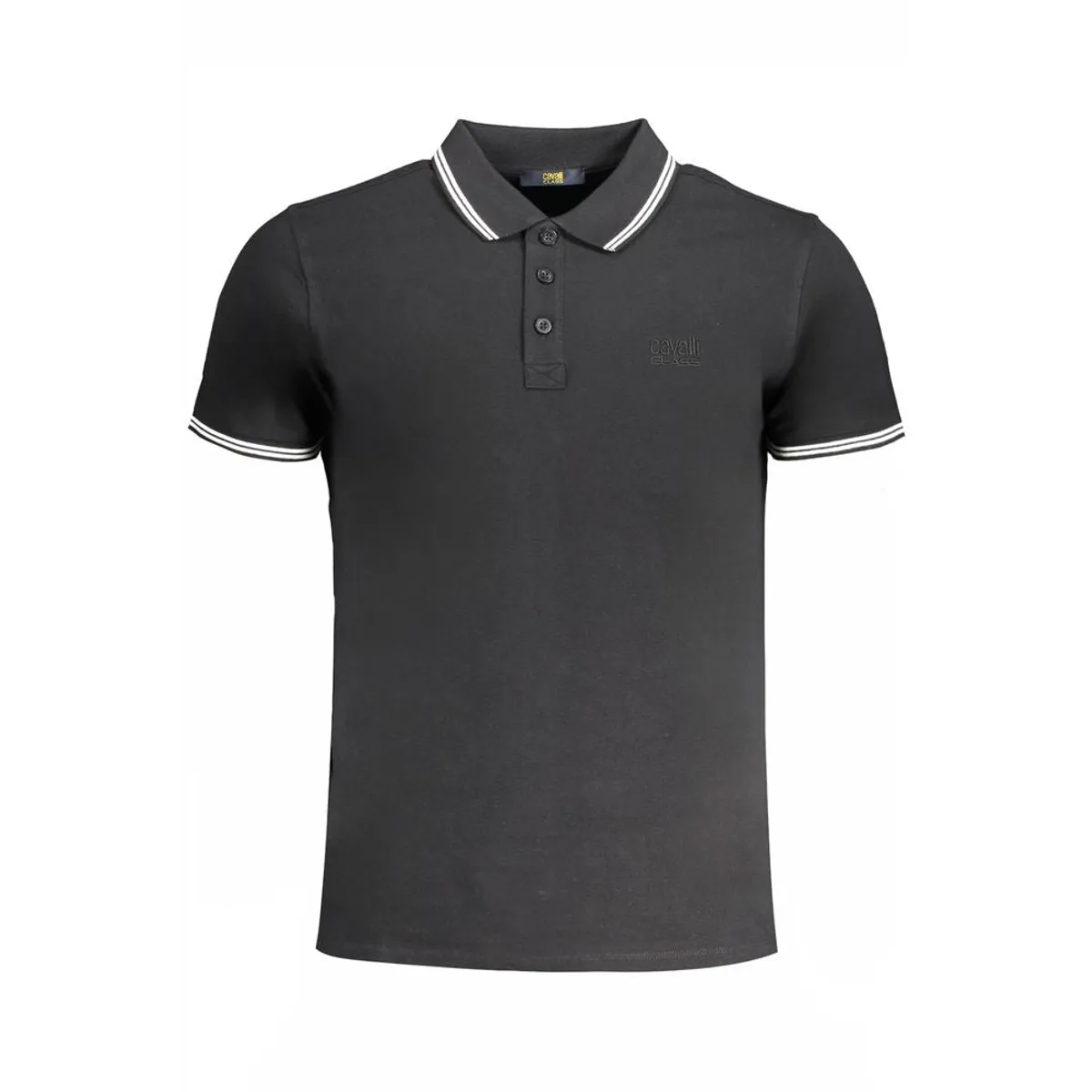 Cavalli Class Black Cotton Polo Shirt