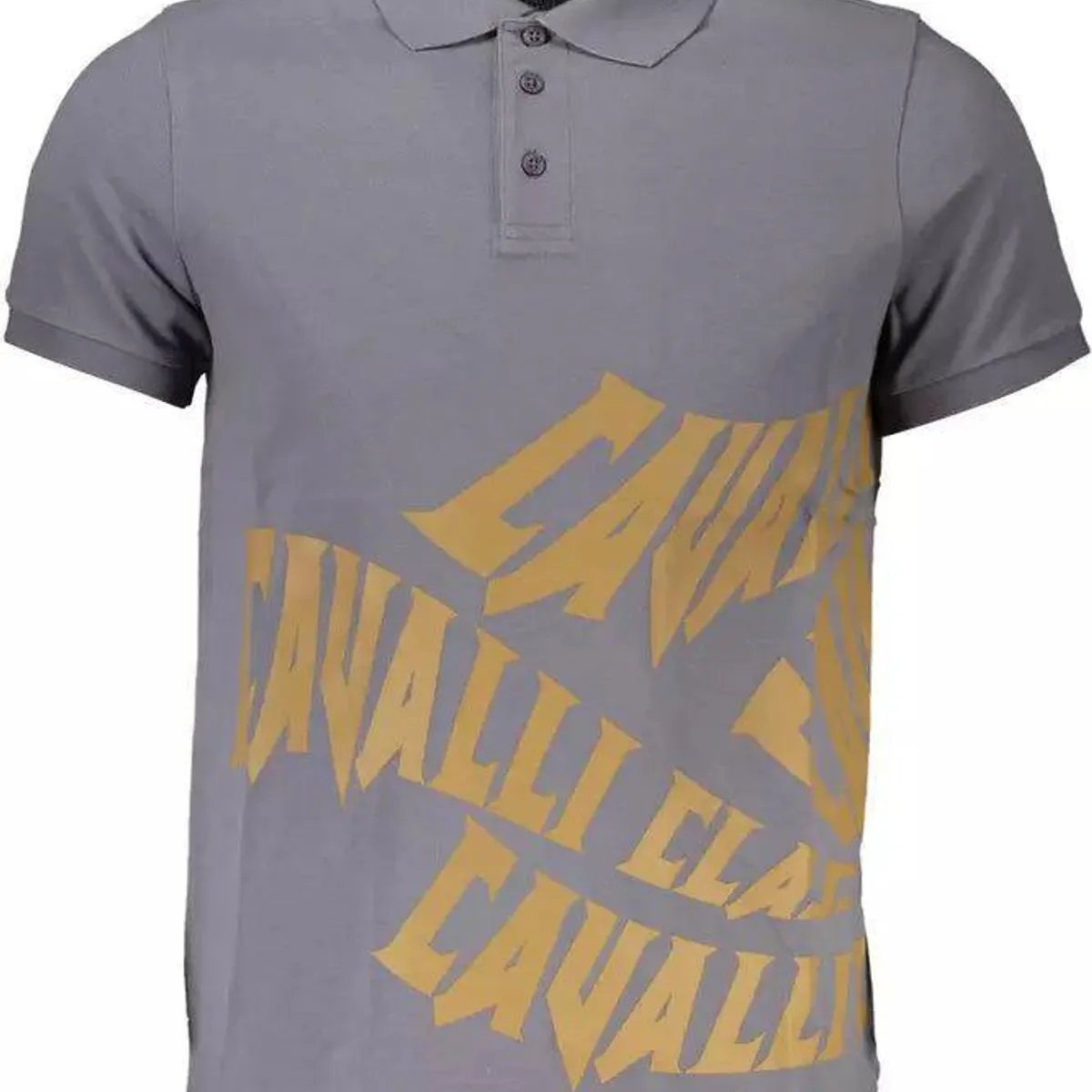 Cavalli Class Sleek Grå Cotton Polo with Classic Print