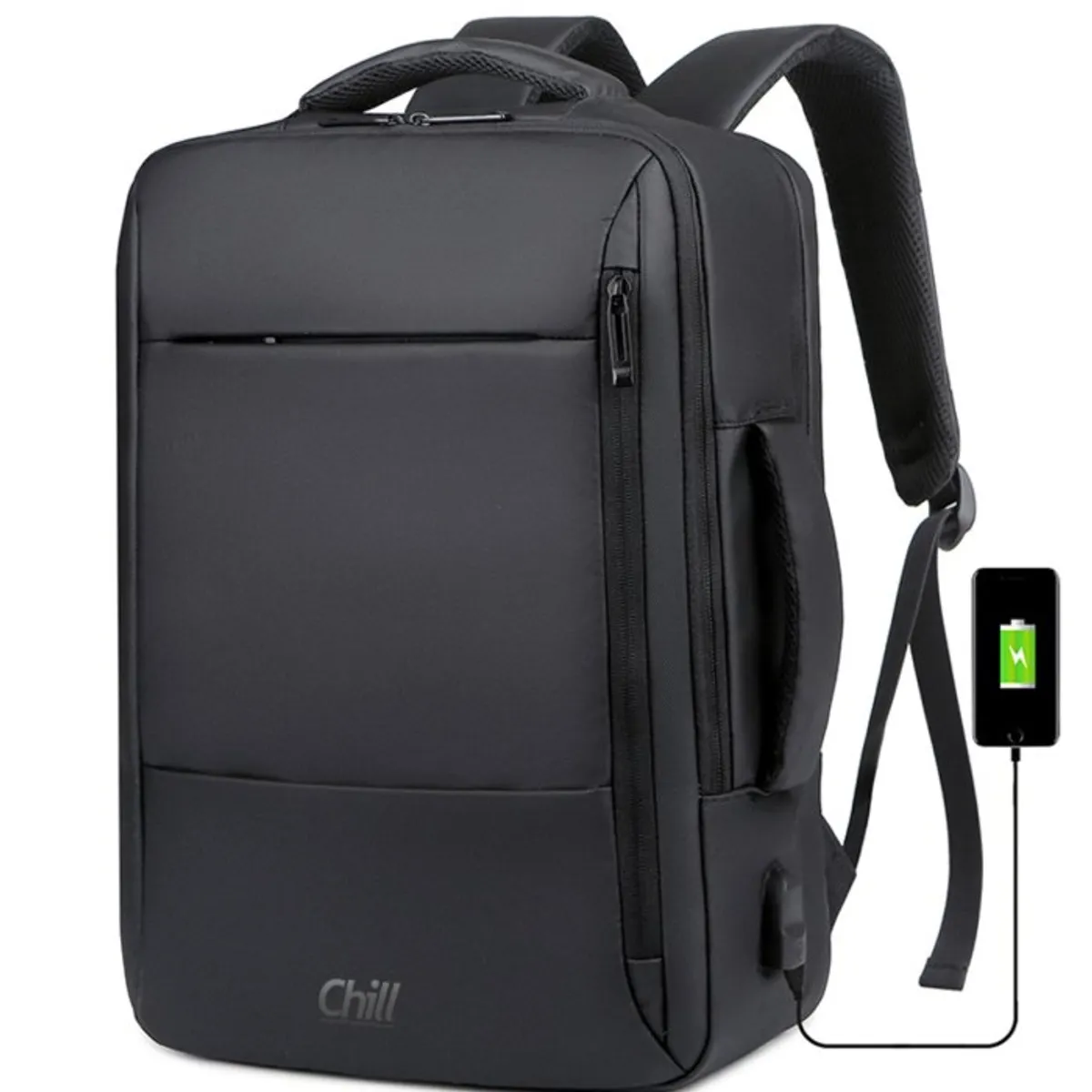 Chill Voyage vandafvisende Rygsæk / Backpack, USB, Sort