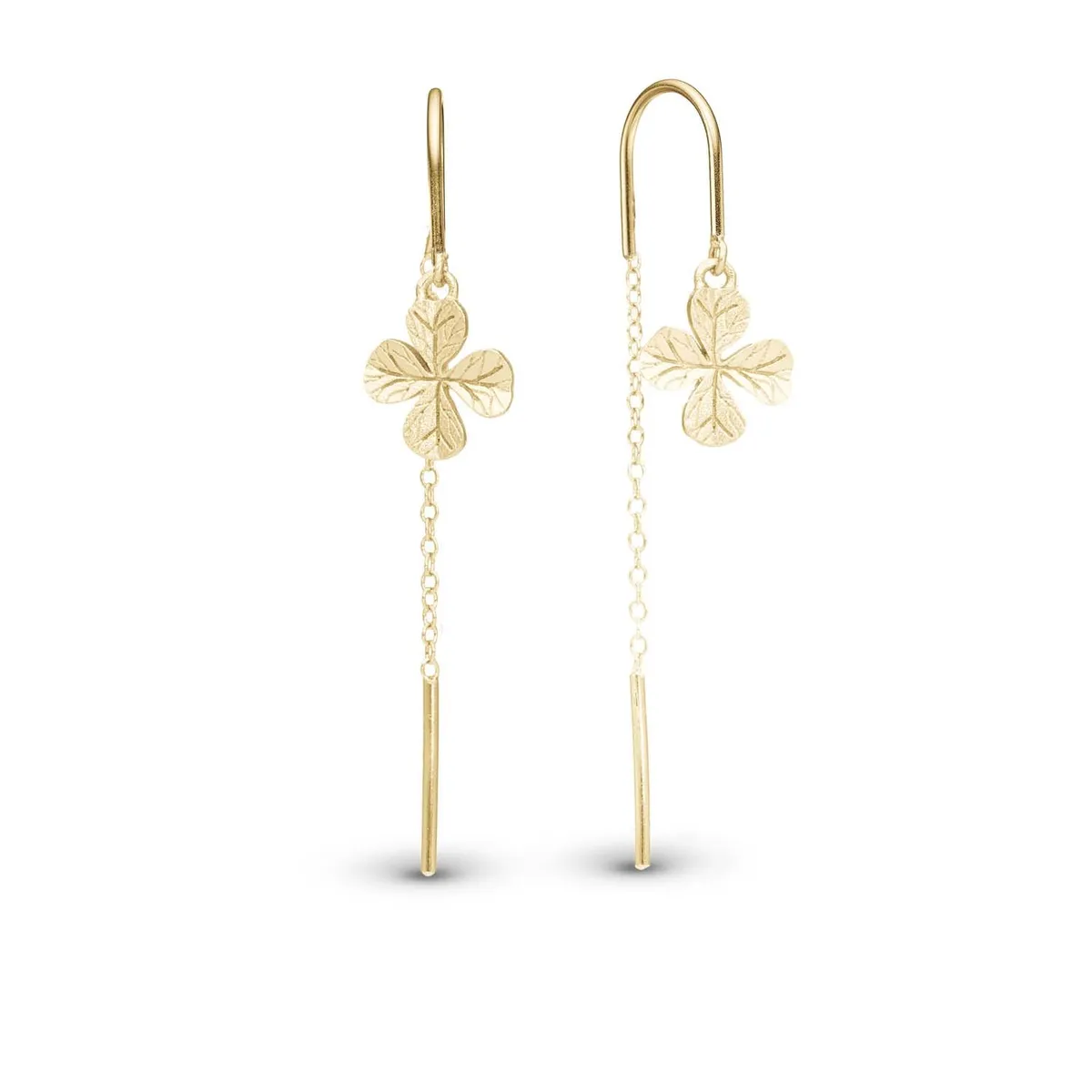 Christina Design London Jewelry & Watches - Long Four Leaf Clover øreringe Forgyldt sterlingsølv