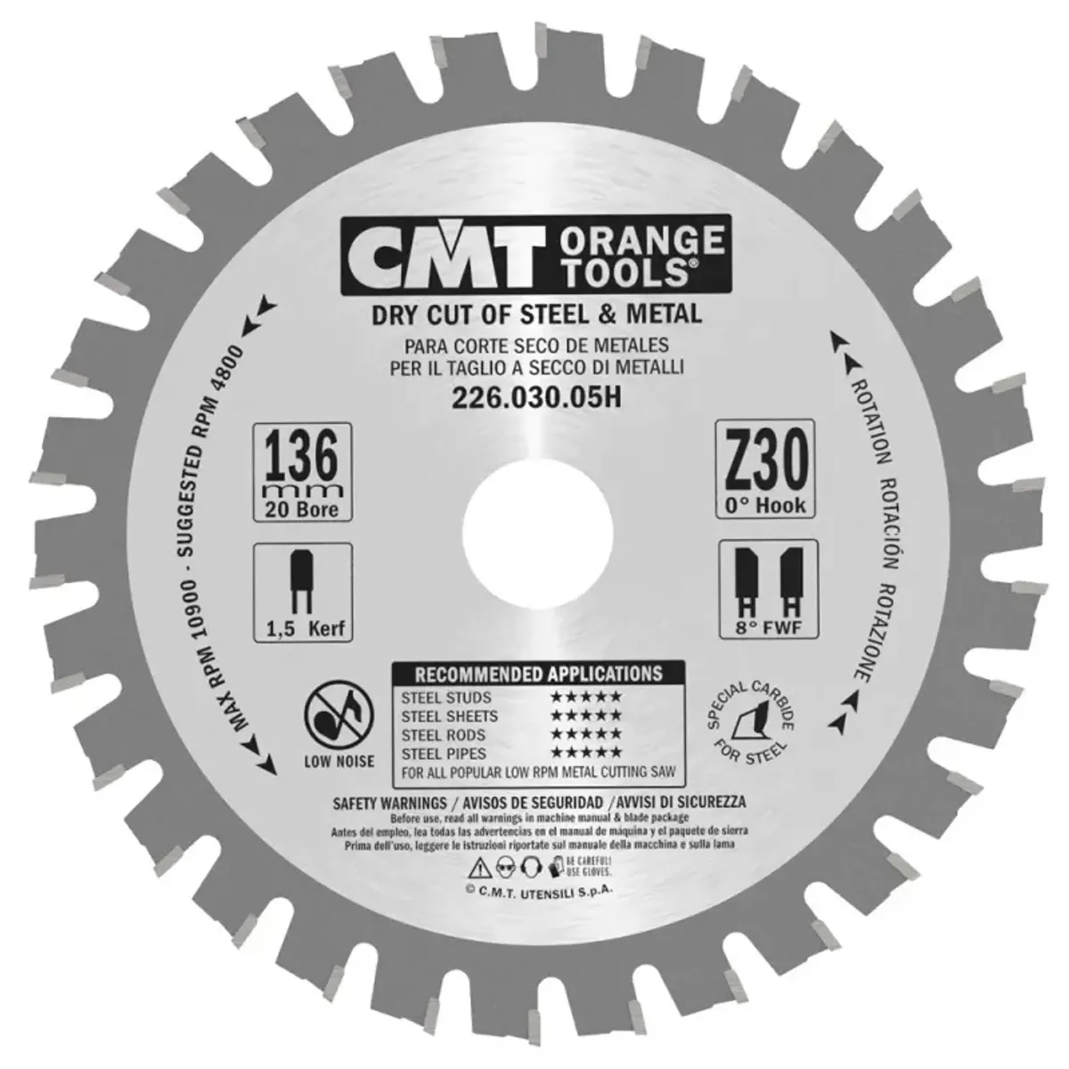 CMT Klinge 136x1,5x20 Z30 Dry Cut - 226.030.05H