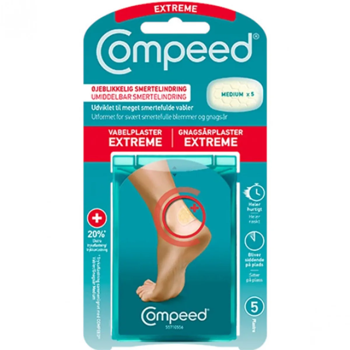 Compeed Extreme Vabel Hæl, vabelplaster, 5 stk