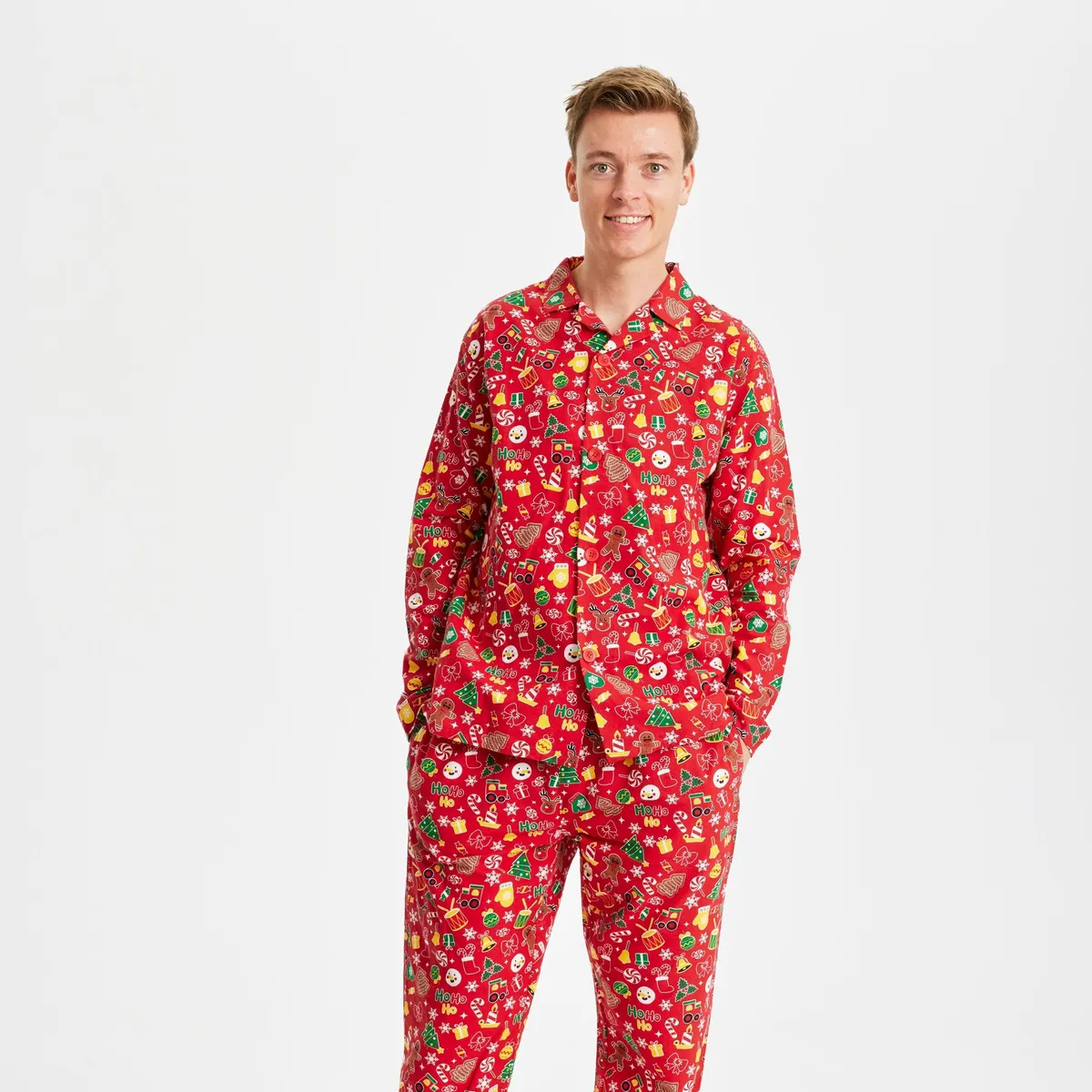 Crazy Julepyjamas Flannel Rød - herre / mænd.