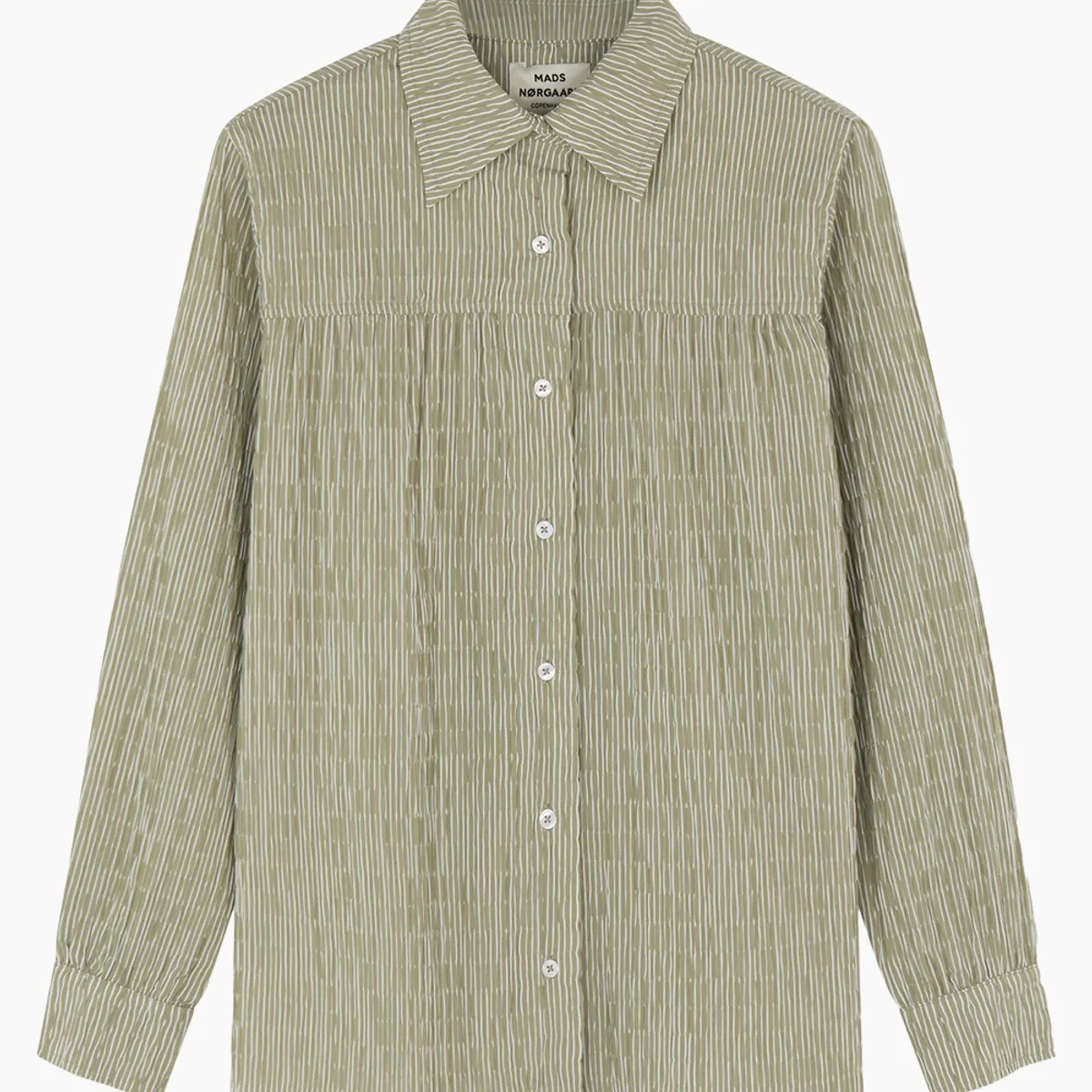 Crinckle Pop Vinny Shirt - Olive Branch/Cloud Dancer - Mads Nørgaard - Grå XL