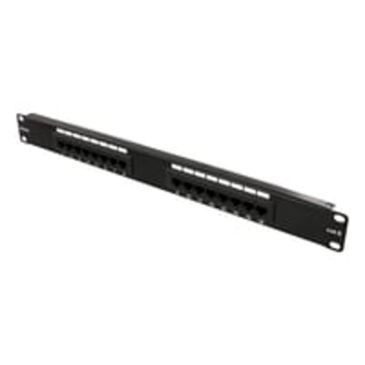 DELTACO 19" patch panel, 16+xRJ45, Cat6, UTP, 10Gbps, sort