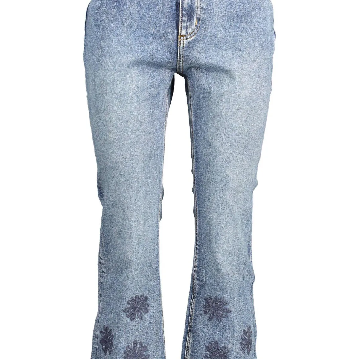 Desigual Chic Embroidered Faded Jeans with Contrasting Accents