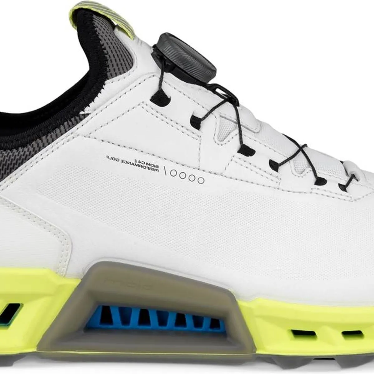 Ecco Biom C4 BOA Vandtætte Herre Golfsko Uden Spikes - White/Yellow - Str. 47 Normal