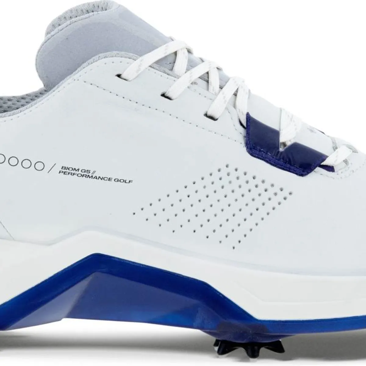 Ecco Biom G5 Vandtætte Herre Golfsko Med Spikes - White/Blue Depths - Str. 44 Normal