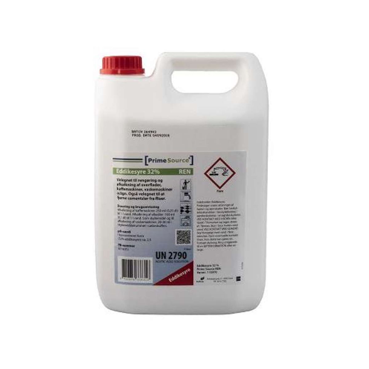 Eddikesyre 32% Prime Source Ren 5 Liter