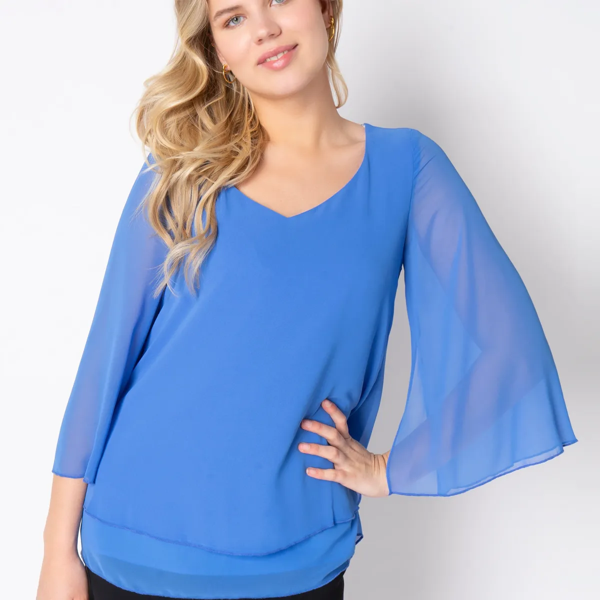 Elcamma - Cornflower Blue - Bluse - 40