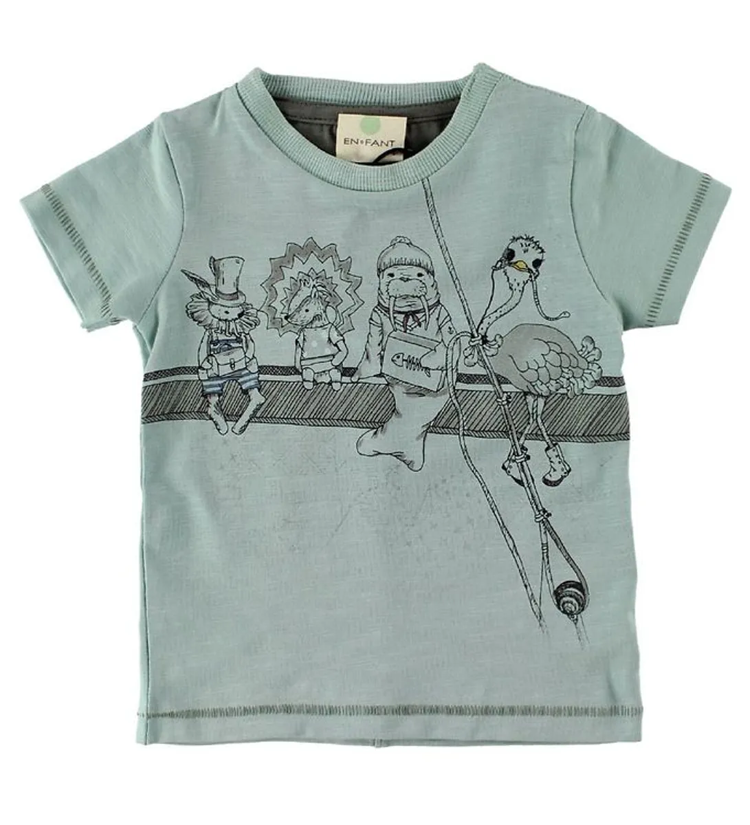 En Fant T-Shirt - Mint m. Dyr