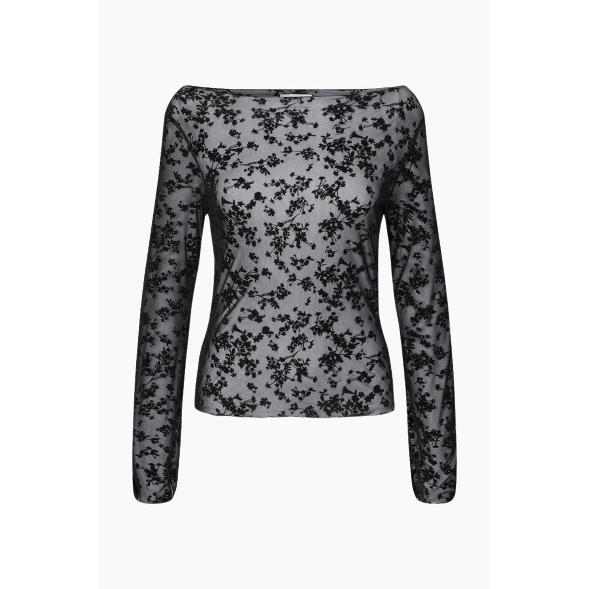 Ennicola LS Top - Black Leaves - Envii - Sort XL