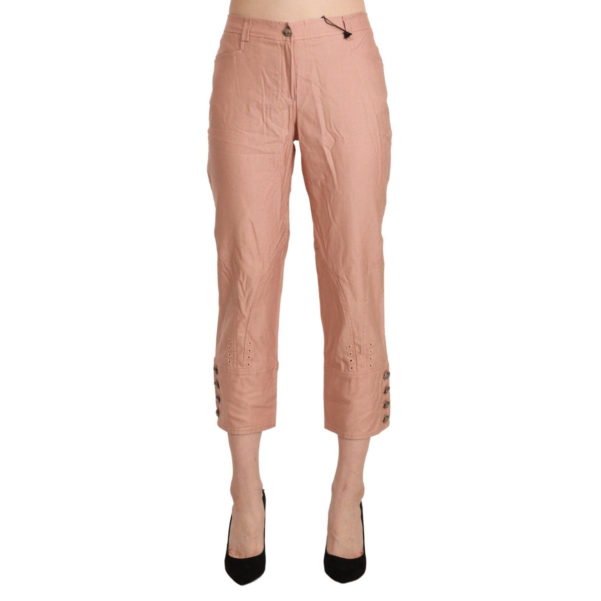 Ermanno Scervino Chic High Waist Cropped Cotton Trousers