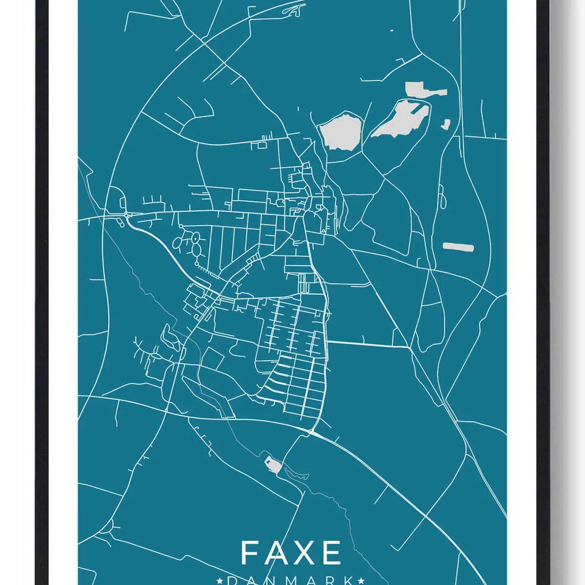 Faxe by plakat - blå (Størrelse: L - 50x70cm (B2))