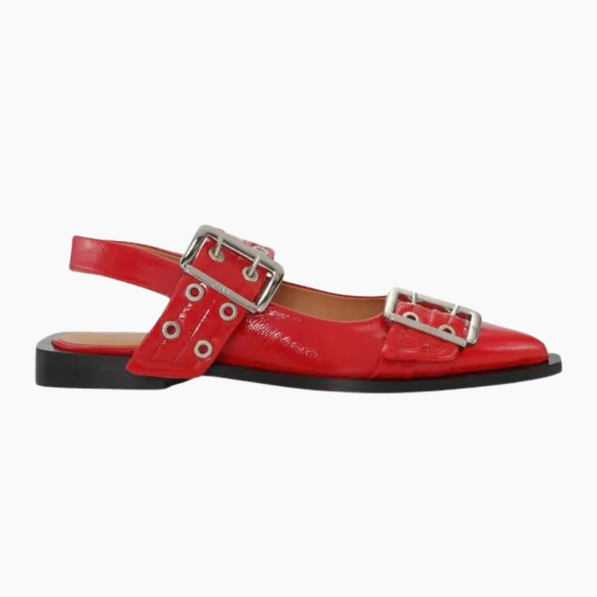 Feminine Buckle Ballerina Naplack S2843 - Racing Red - GANNI - Rød 41