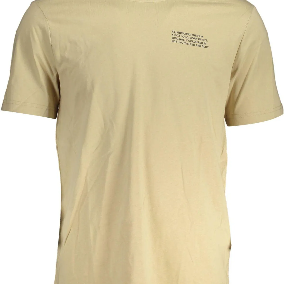 Fila Beige Round Neck Cotton Tee with Logo Print