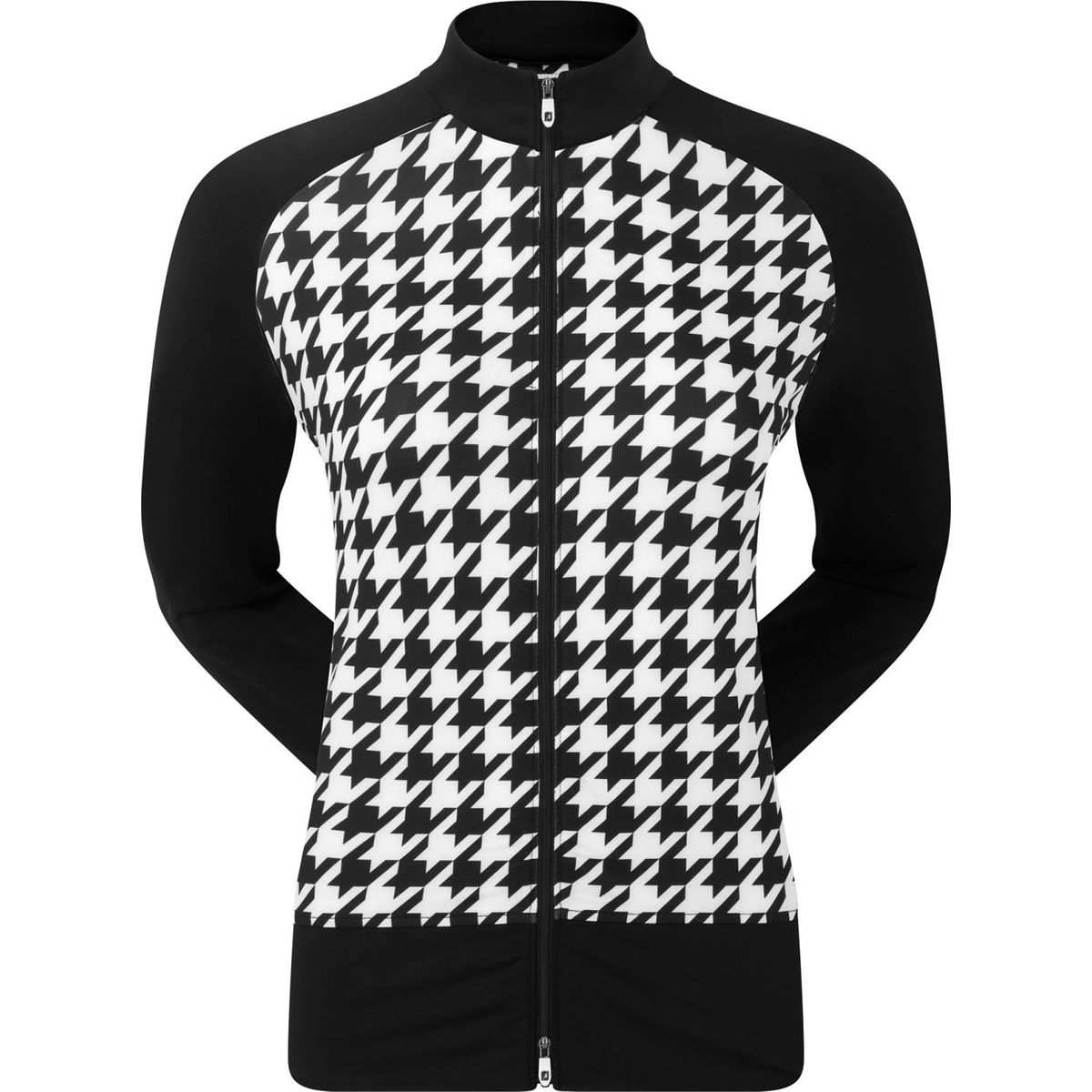 Footjoy Full-Zip Houndstooth Midlayer Dame Cardigan - Blk/Wht - Str. M