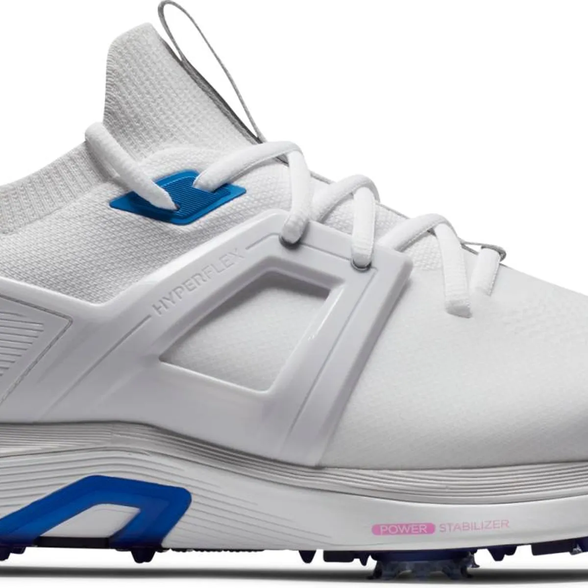 Footjoy HyperFlex (2023) Vandtætte Herre Golfsko Med Spikes - White/White/Grey - Str. 42 Bred