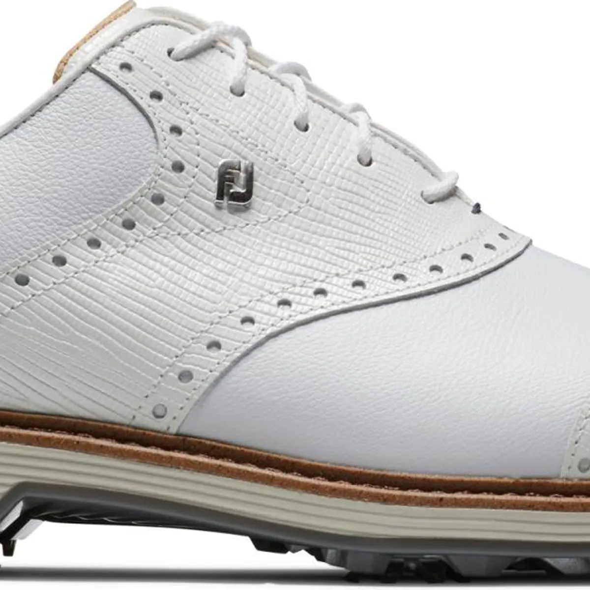 Footjoy Premiere Series Wilcox Vandtætte Herre Golfsko Med Spikes - White/White/Light Grey - Str. 40 Normal