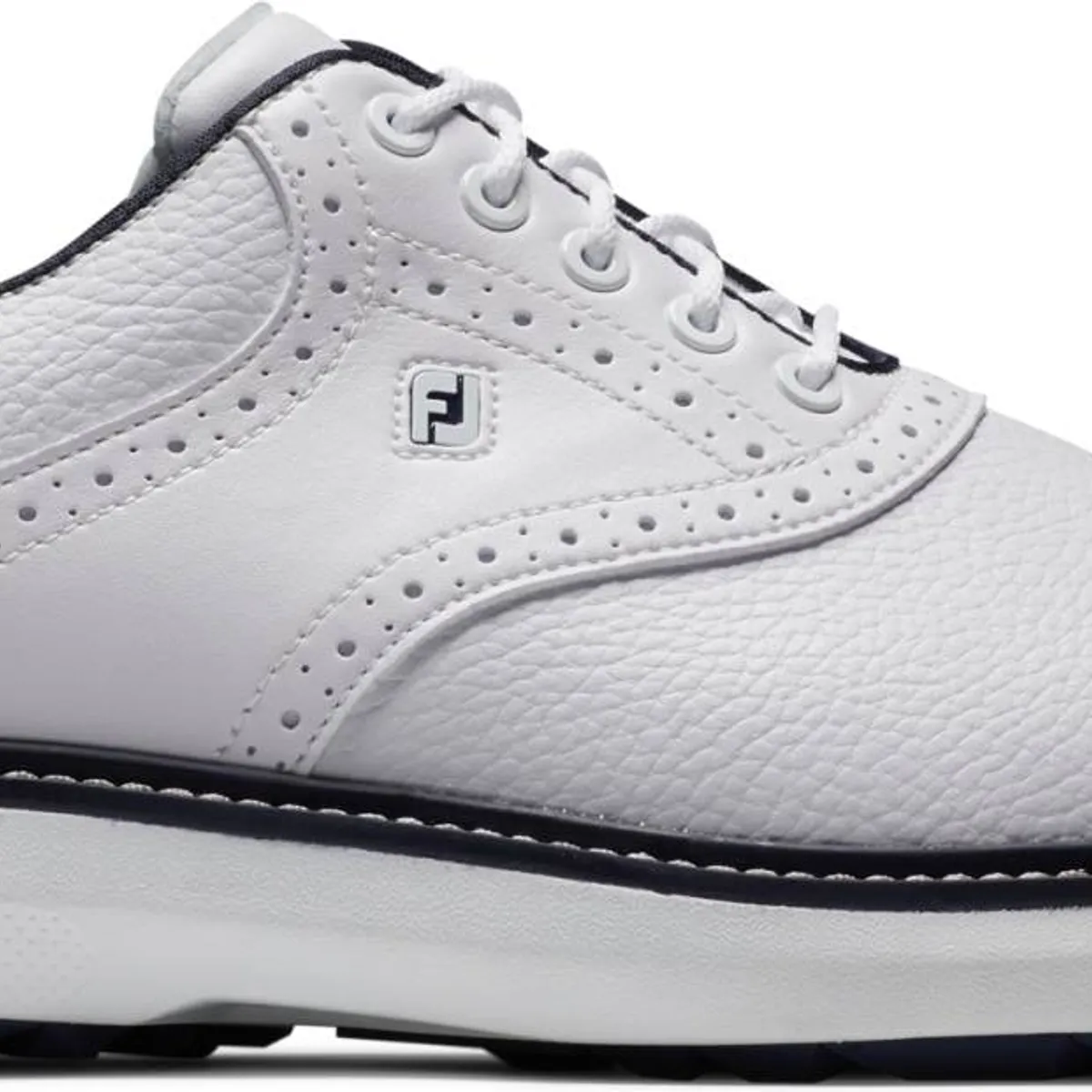 Footjoy Traditions Vandtætte Herre Golfsko Uden Spikes - White/White/Navy - Str. 42 1/2 Normal