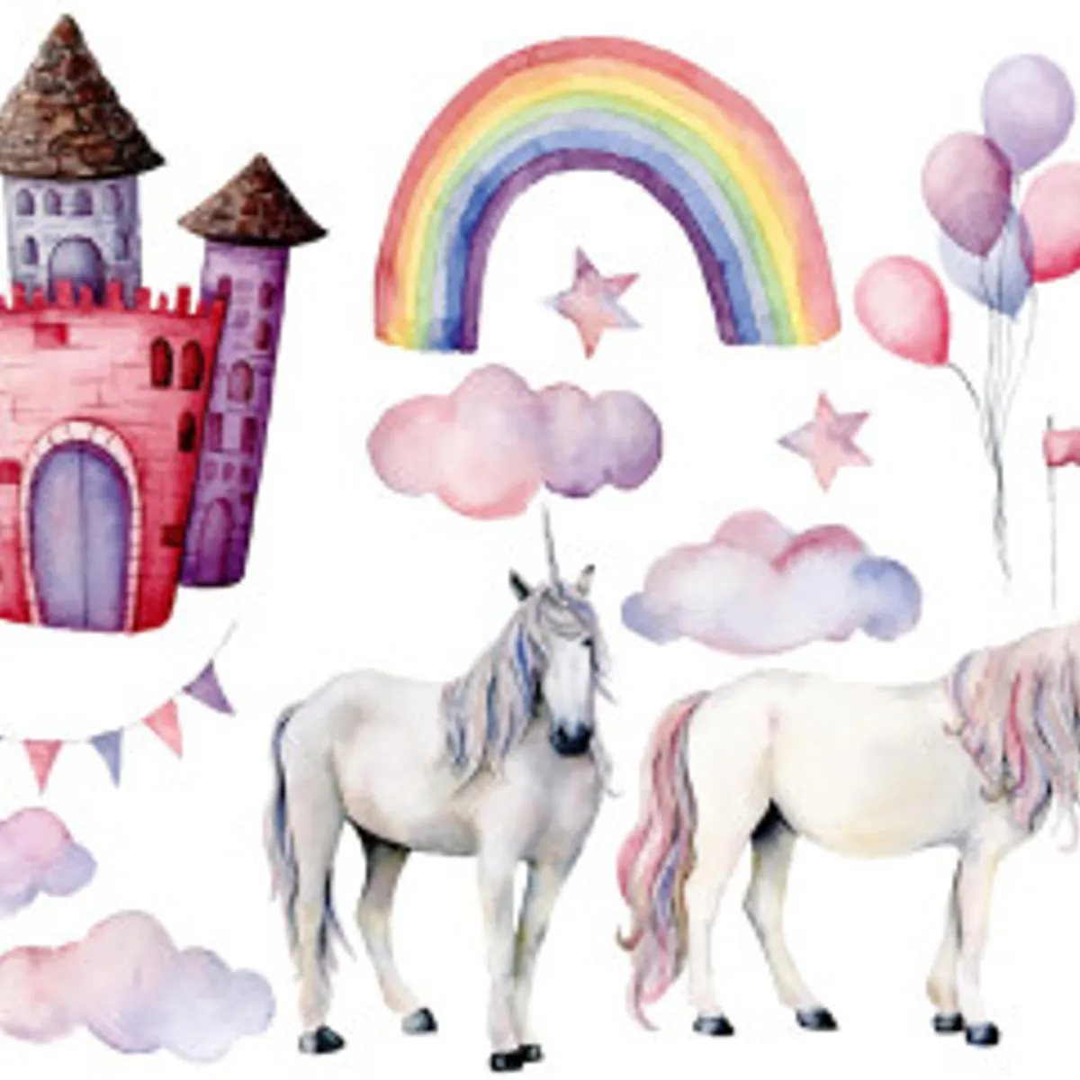 Fototapet - Unicorns And Rainbow