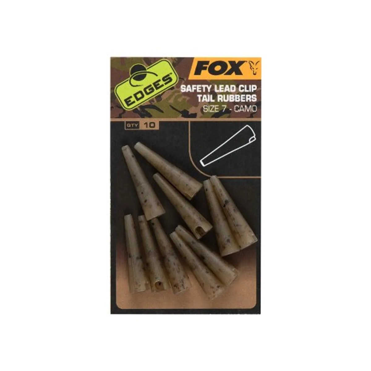 Fox Edges Safety Lead Clip Tail Rubbers Size 7 Camo