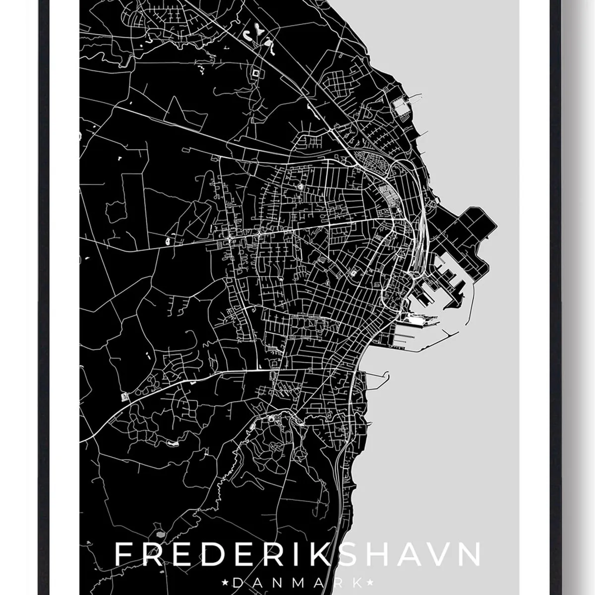 Frederikshavn by plakat - sort (Størrelse: L - 50x70cm (B2))