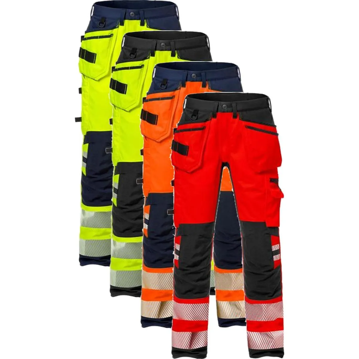 Fristads 127734 Hi Vis håndværker stretch bukser kl.2 2707 / Arbejdsbukser Hi-Vis Gul/Sort C64