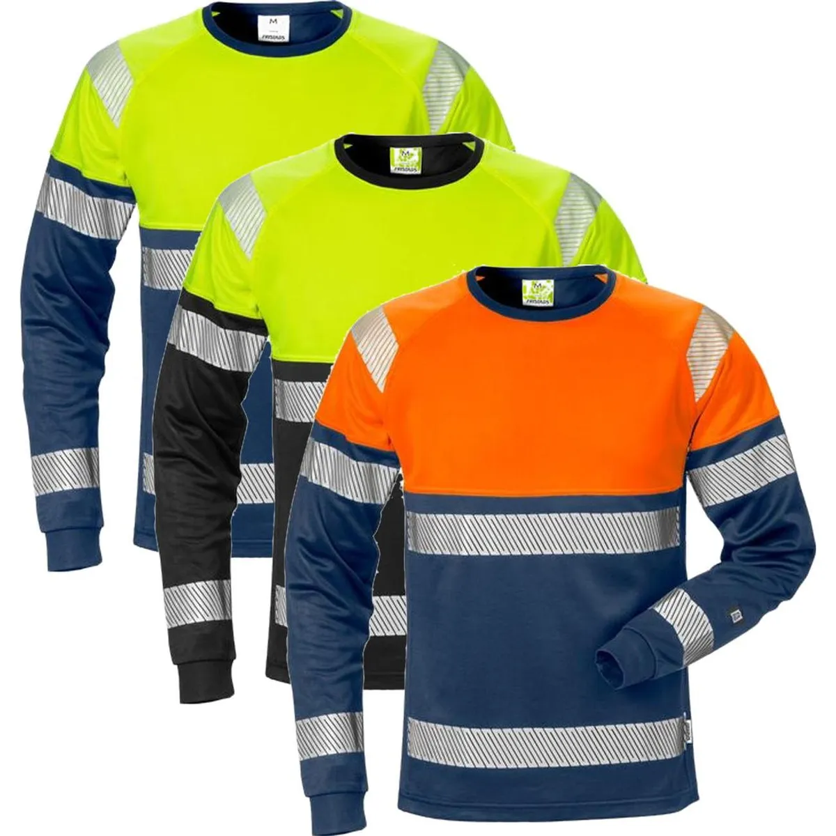 Fristads 129513 Hi Vis langærmet t-shirt kl.1 7519 / Arbejds T-shirt Hi-Vis Orange/Marine M