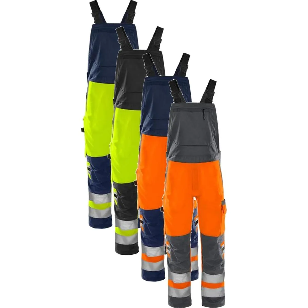 Fristads 131985 HiVis Green overalls kl.2 1030 GPLU / Arbejdsoveralls Hi-Vis gul/Marine C50