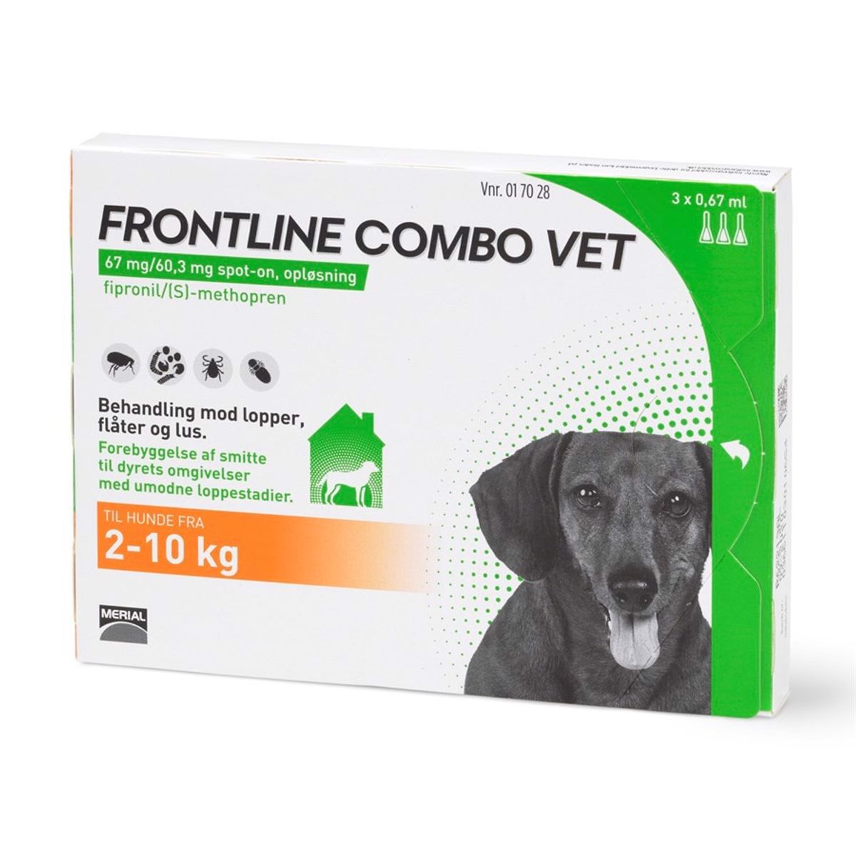 Frontline Combo loppemiddel til hunde 2-10 kg, 3 stk.