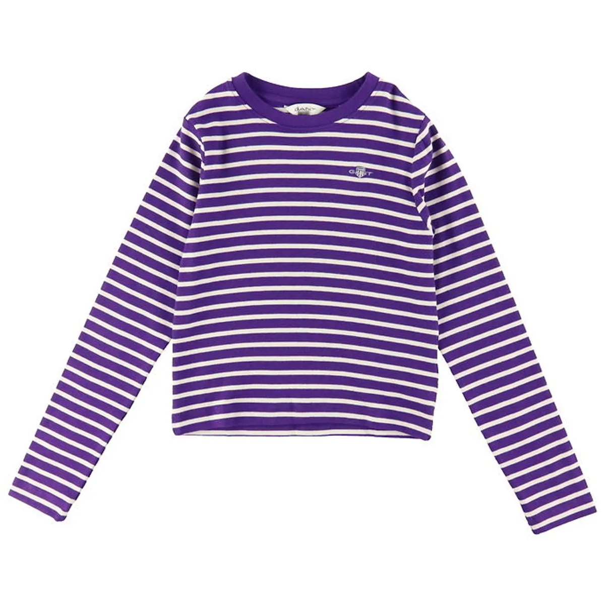 Gant Bluse - Cropped - Rib - Pansy Purple/Hvidstribet