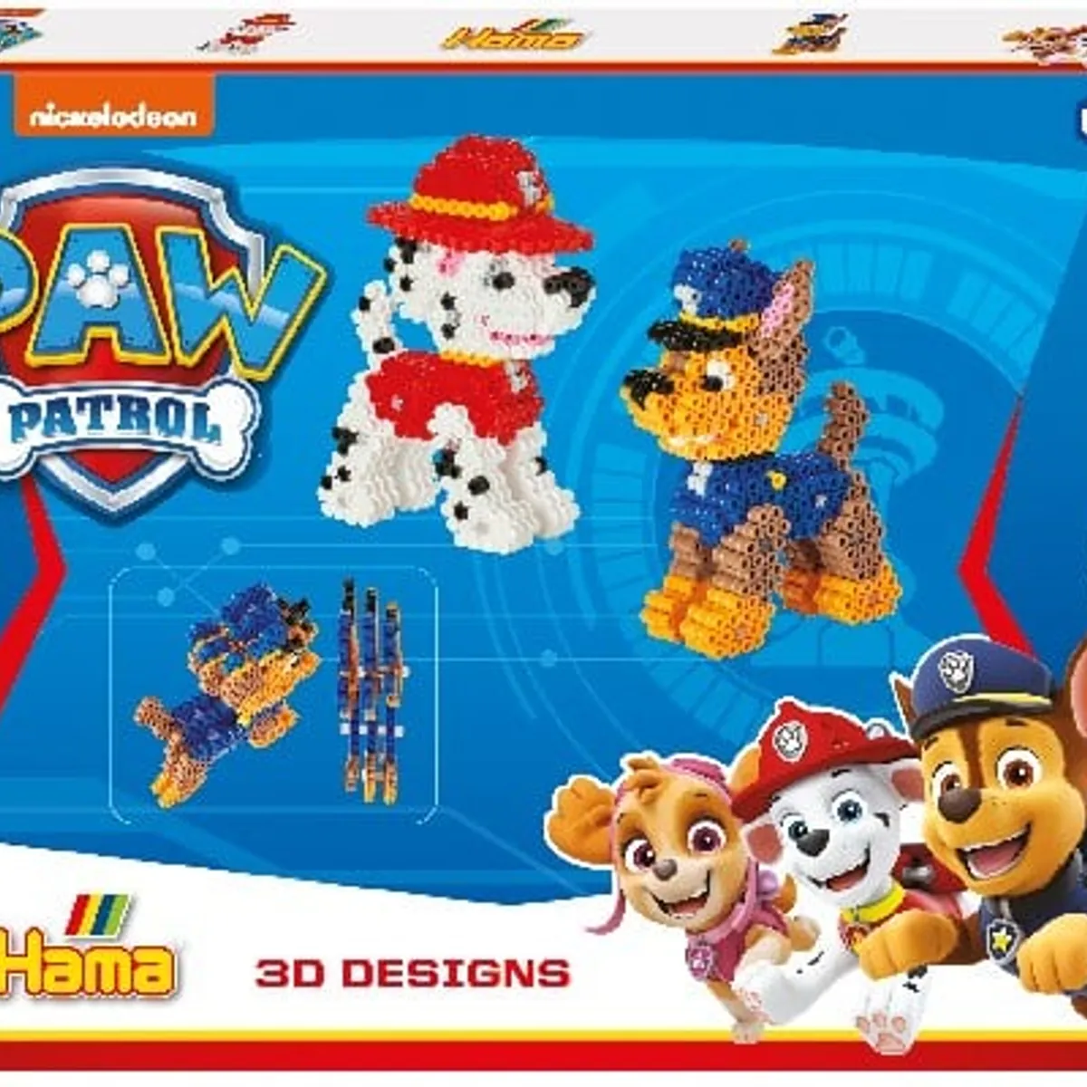 Hama Perler - Paw Patrol Gaveæske 4000 stk - 3D Paw Patrol Figurer - Midi