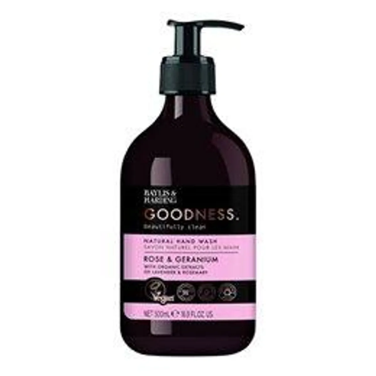 Hand Wash rose & geranium Baylis & Harding Goodness - 500 ml