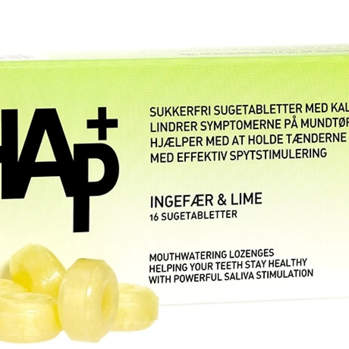 HAp+ sugetabletter Ingefær og lime, 16 stk.