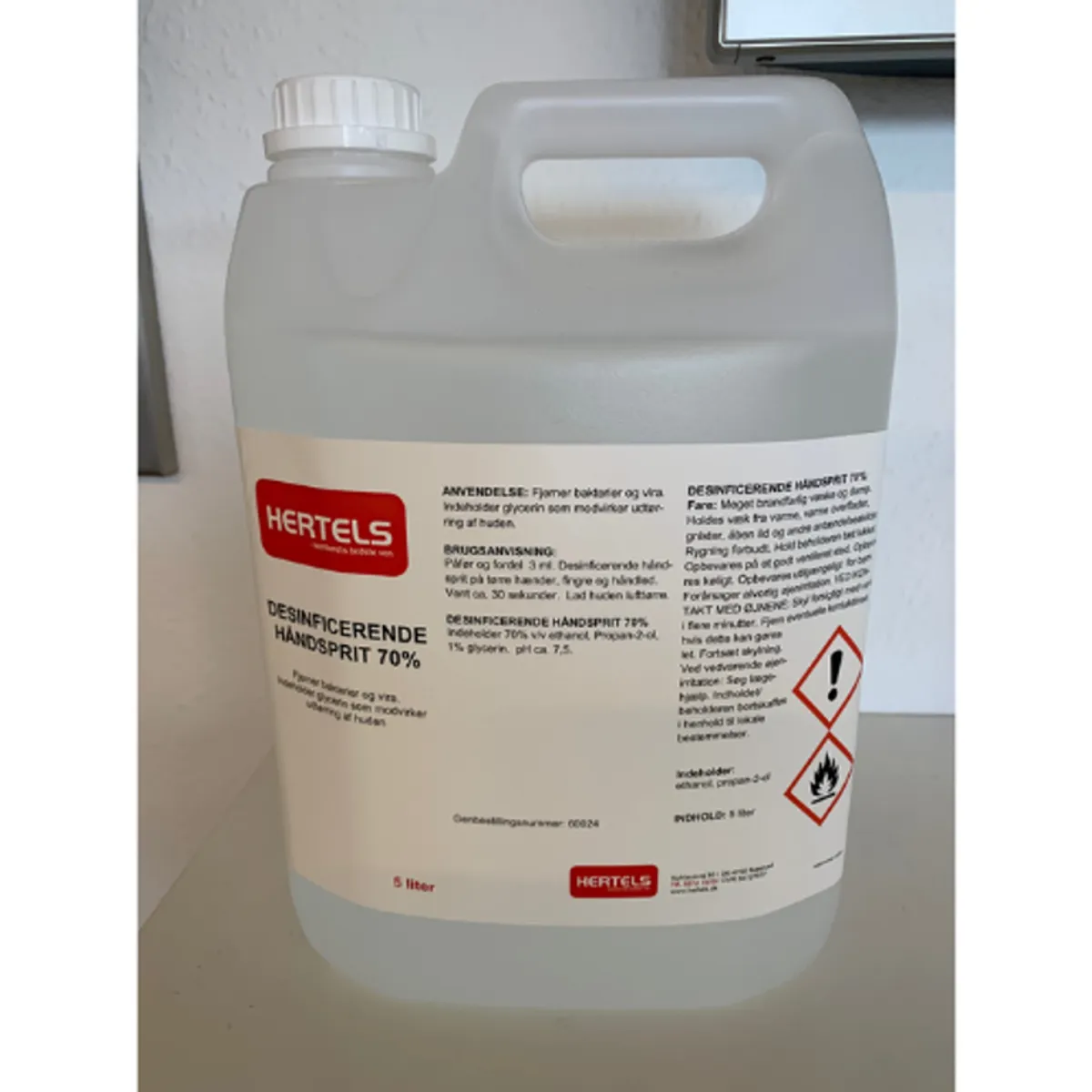 Hertels Hånddesinfektion 70% - 5 Liter - Håndsprit