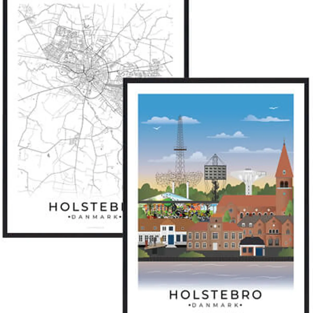 Holstebro byplakatsæt (Størrelse: M - 30x40cm)